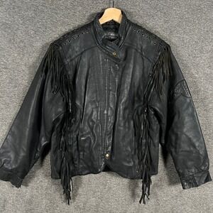Vintage Harley Davidson Leather Fringe Jacket Mens 44 (L) Motorcycle Quilt Lined